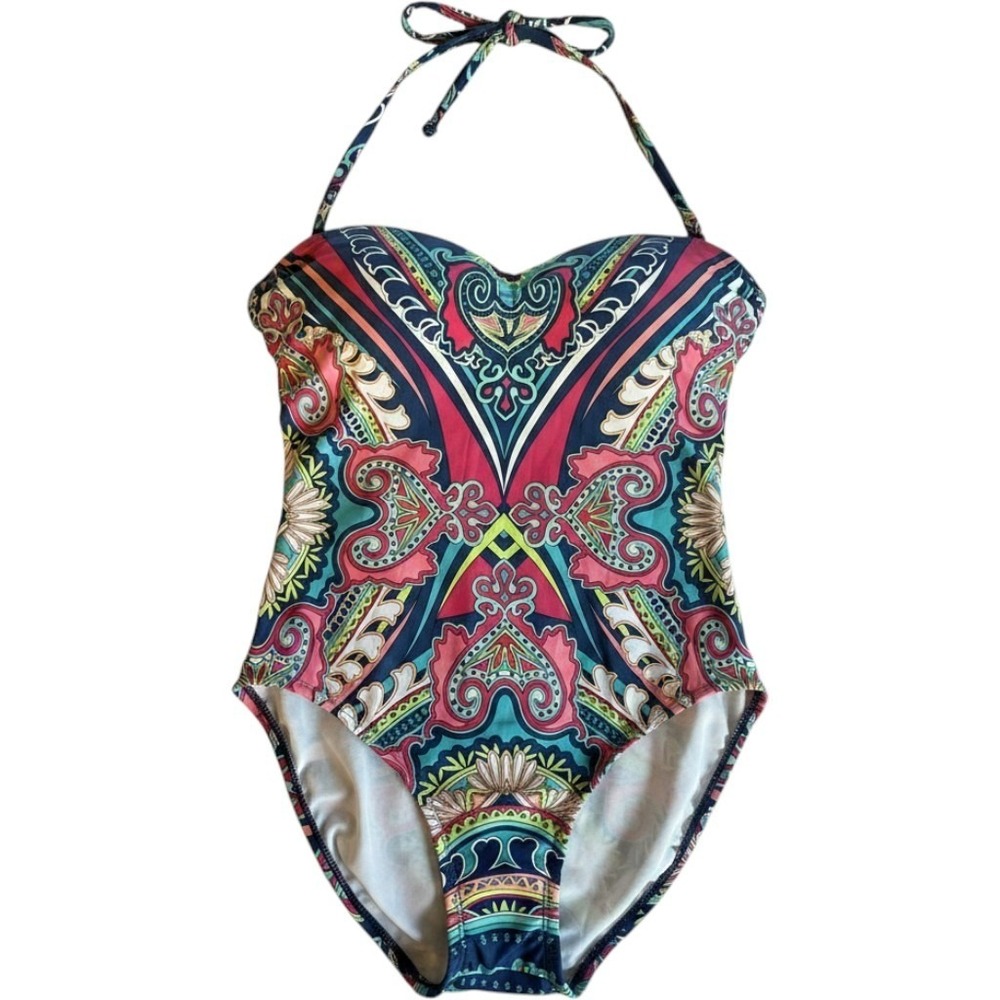 24th & Ocean Printed One Piece Women's Swimsuit, Multicolor Sz Large